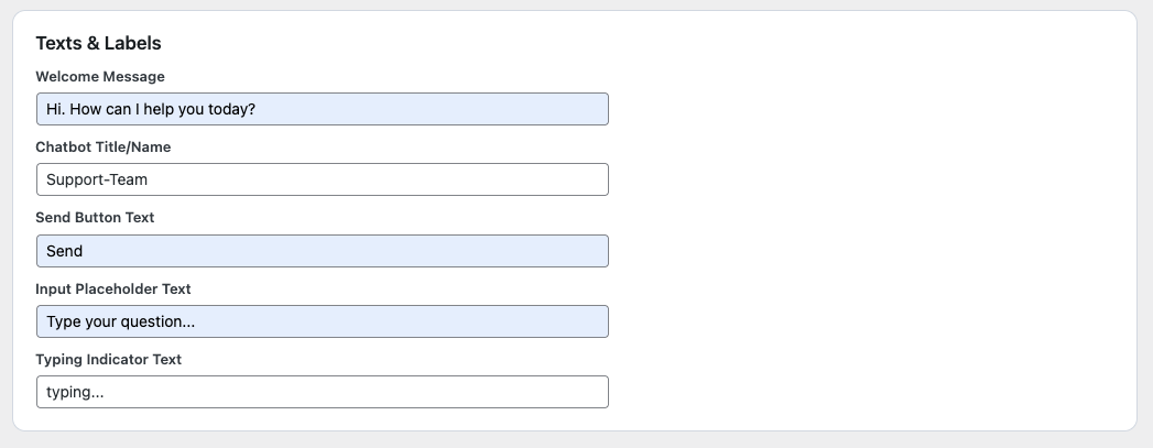 Verwaltung von Texten und Labels im Chatbot-Backend für individuelle Besucheransprache